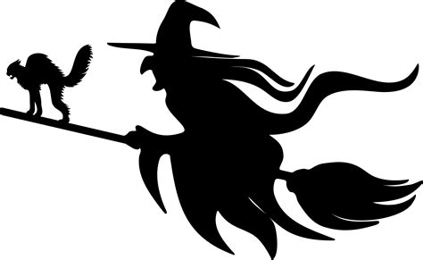 Witch silhouette with broom stencil